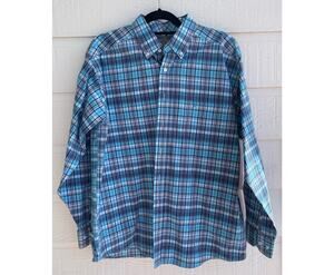 Panhandle Slim Tuf Cooper Performance Blue Plaid Button up XL long sleeve